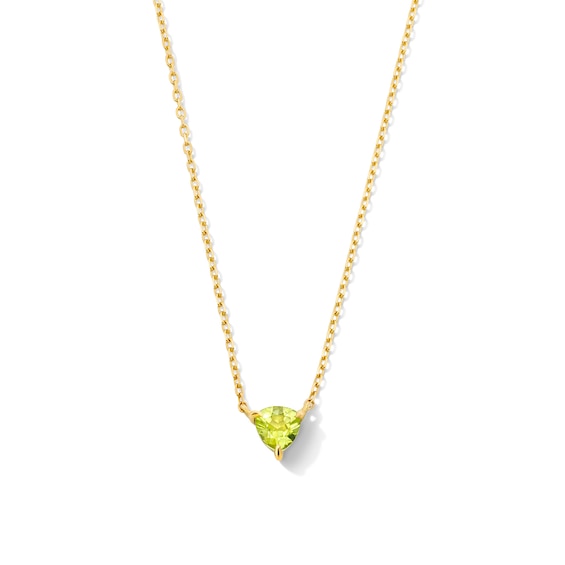 Trillion-Cut Peridot Solitaire Necklace in 10K Gold