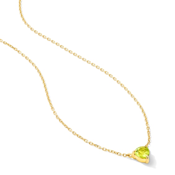 Trillion-Cut Peridot Solitaire Necklace in 10K Gold