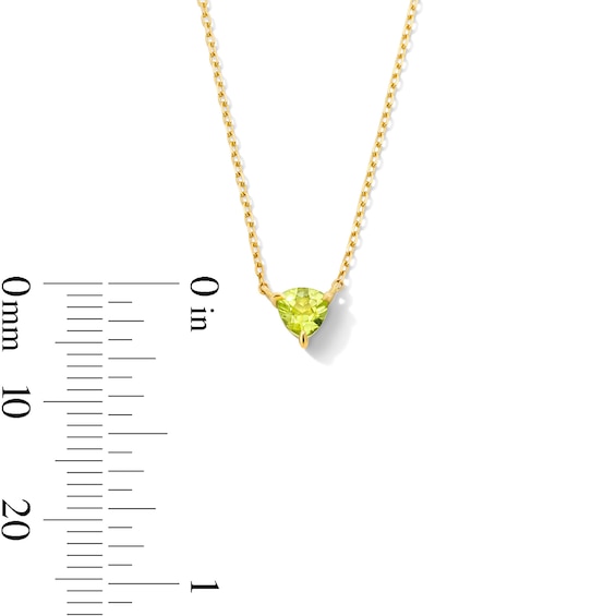 Trillion-Cut Peridot Solitaire Necklace in 10K Gold