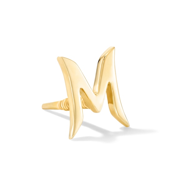 "M" Initial Single Cartilage Stud Earring in 14K Gold