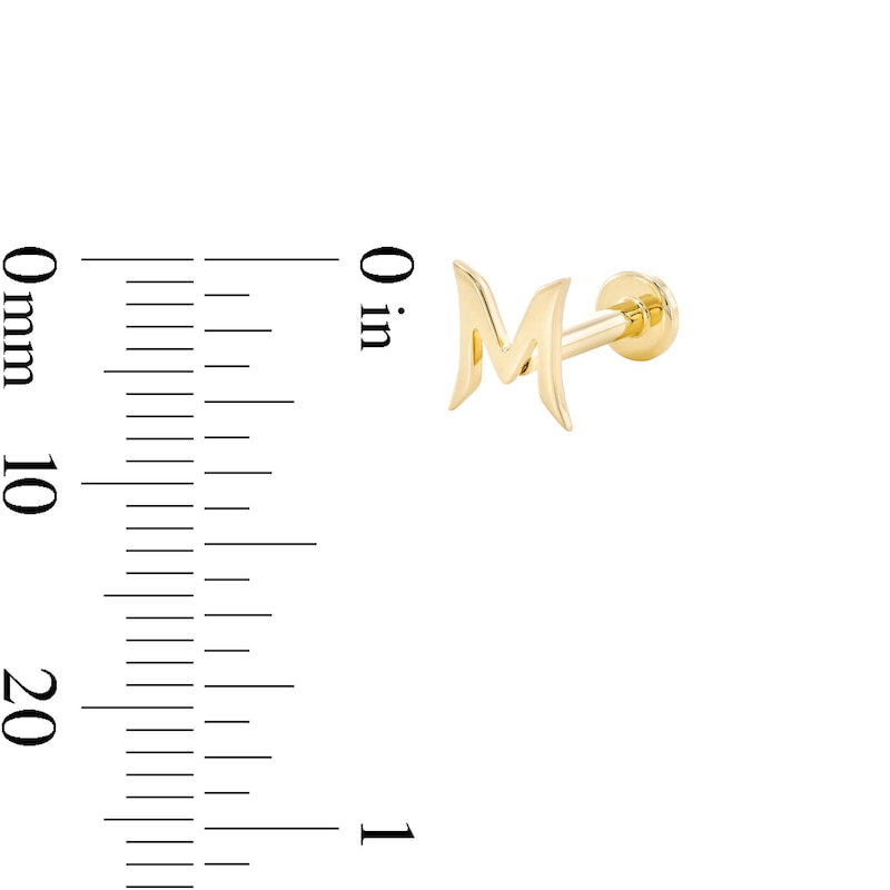 Main Image 5 of "M" Initial Single Cartilage Stud Earring in 14K Gold