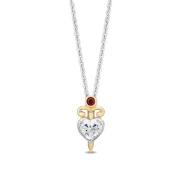 Enchanted Star Villains Evil Queen Lab-Grown Diamond and Garnet Pendant in Sterling Silver and 14K Gold Plate (F/VS2)