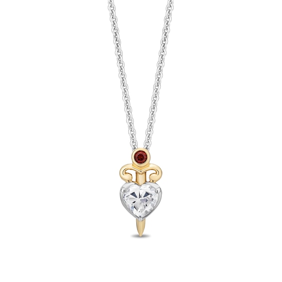 Enchanted Star Villains Evil Queen Lab-Grown Diamond and Garnet Pendant in Sterling Silver and 14K Gold Plate (F/Vs2)