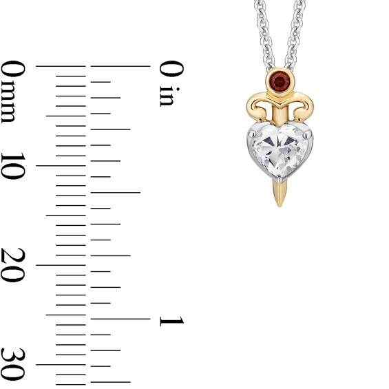 Enchanted Star Villains Evil Queen Lab-Grown Diamond and Garnet Pendant in Sterling Silver and 14K Gold Plate (F/Vs2)