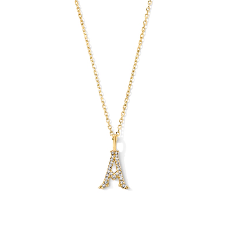 Main Image 1 of 1/20 CT. T.W. Lab-Grown Diamond Letter “A” Initial Pendant in 10K Gold (F/VS2)