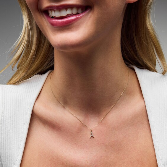 1/20 CT. T.w. Lab-Grown Diamond Letter “A” Initial Pendant in 10K Gold (F/Vs2)