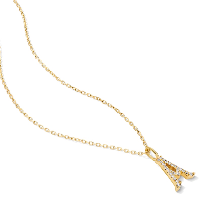 Main Image 4 of 1/20 CT. T.W. Lab-Grown Diamond Letter “A” Initial Pendant in 10K Gold (F/VS2)