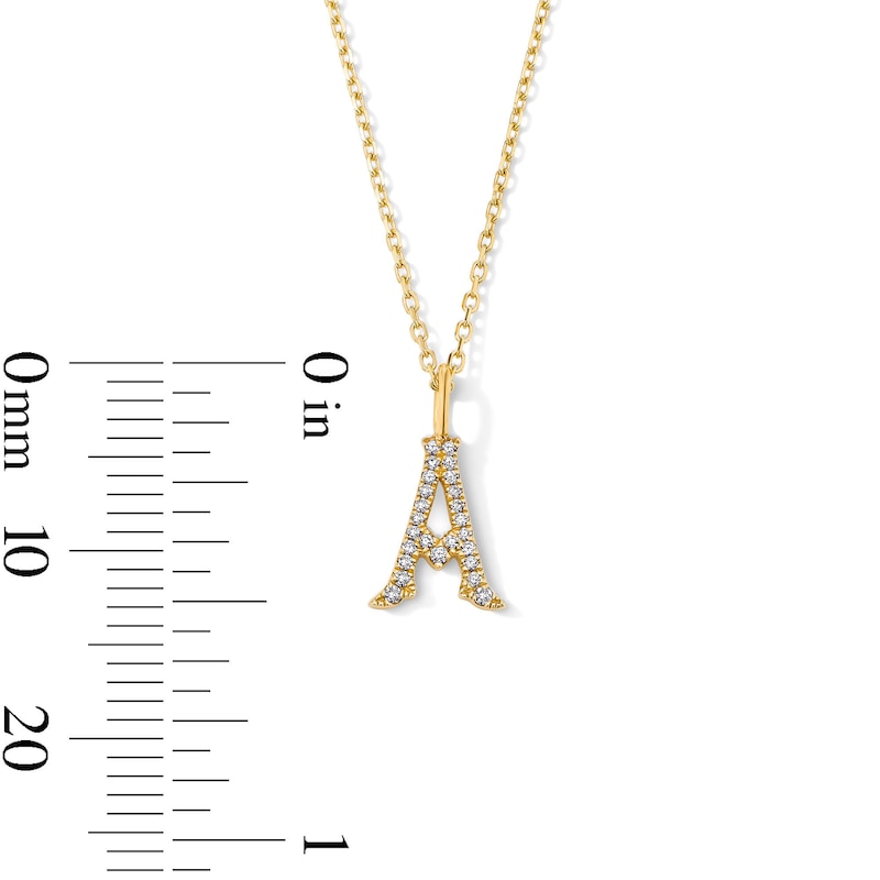 Main Image 6 of 1/20 CT. T.W. Lab-Grown Diamond Letter “A” Initial Pendant in 10K Gold (F/VS2)