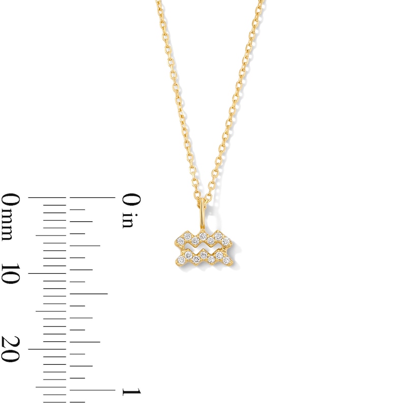 Main Image 5 of 1/15 CT. T.W. Lab-Grown Diamond Zodiac Aquarius Pendant in 10K Gold (F/VS2)