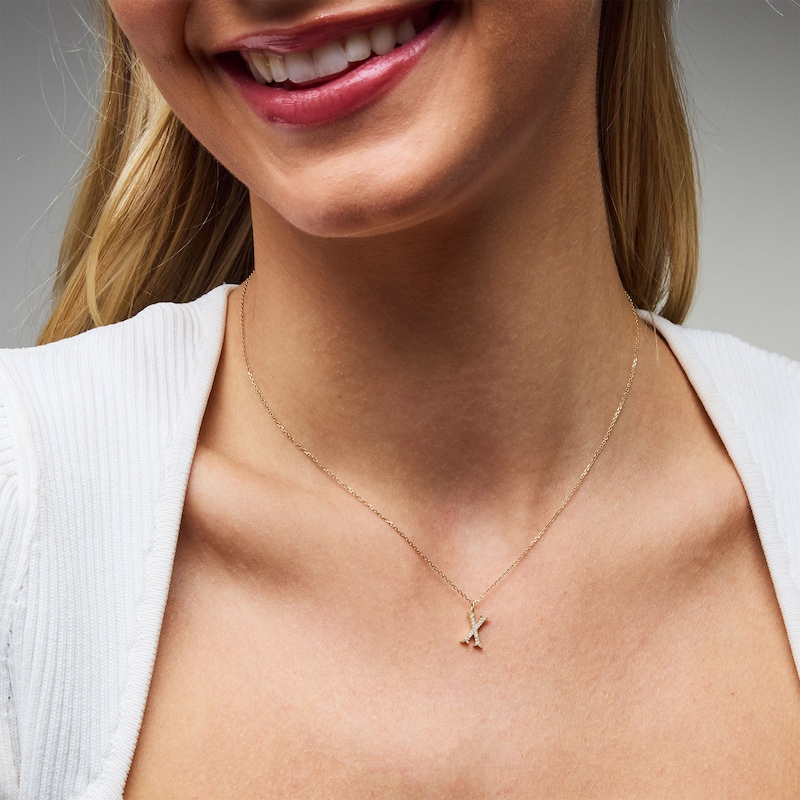 Main Image 2 of 1/20 CT. T.W. Lab-Grown Diamond Letter “X” Initial Pendant in 10K Gold (F/VS2)