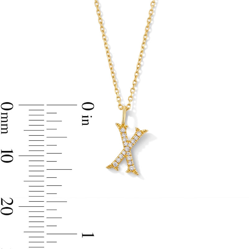 Main Image 5 of 1/20 CT. T.W. Lab-Grown Diamond Letter “X” Initial Pendant in 10K Gold (F/VS2)