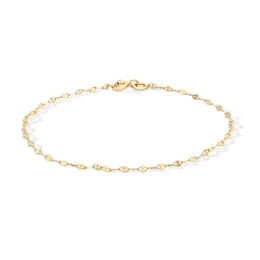 Flat Oval Mirror Chain Bracelet in Solid Sterling Silver with 18K Gold Plate - 7.25″