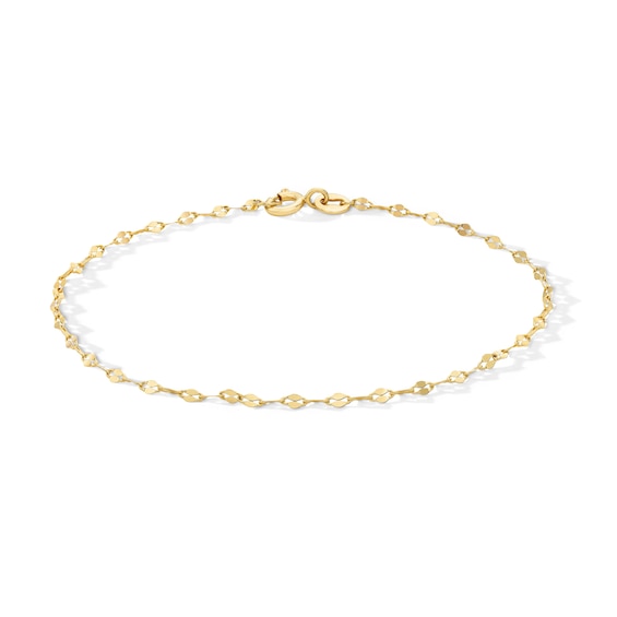 Flat Oval Mirror Chain Bracelet in Solid Sterling Silver with 18K Gold Plate - 7.25″
