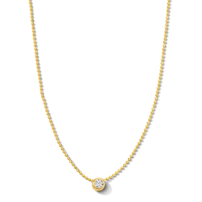 Main Image 1 of 1/10 CT. T.W. Lab-Grown Diamond Solitaire Necklace in Sterling Silver with 18K Gold Plate (H/SI2)