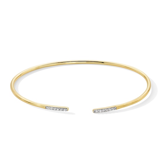 1/8 CT. T.w. Lab-Grown Diamond Cuff Bracelet in Hollow Sterling Silver with 18K Gold Plate (H/Si2) - 7.76″