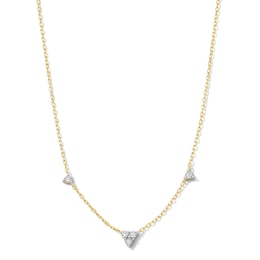 1/5 CT. T.W. Lab-Grown Diamond Triangle Station Necklace in Sterling Silver with 18K Gold Plate (H/SI2)