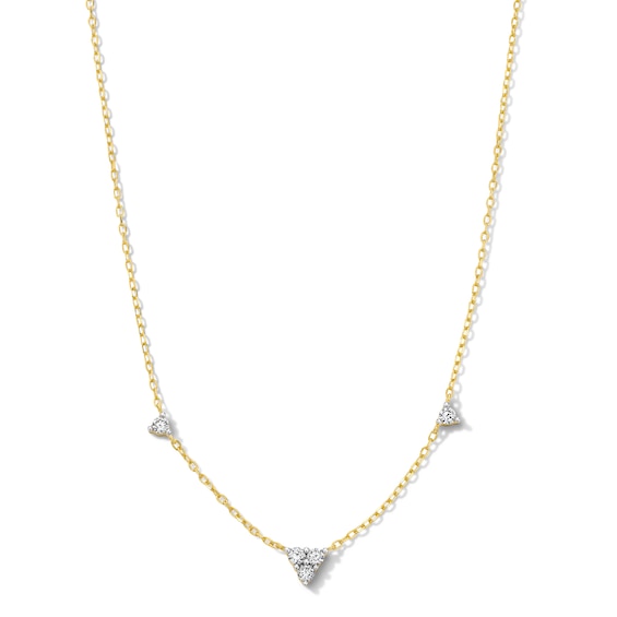1/5 CT. T.w. Lab-Grown Diamond Triangle Station Necklace in Sterling Silver with 18K Gold Plate (H/Si2)