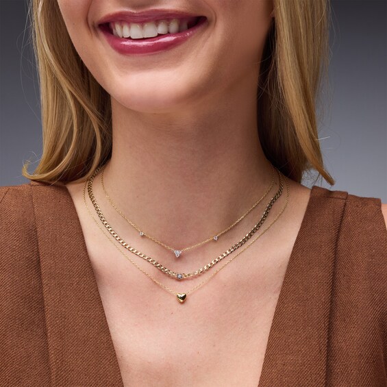 1/5 CT. T.w. Lab-Grown Diamond Triangle Station Necklace in Sterling Silver with 18K Gold Plate (H/Si2)