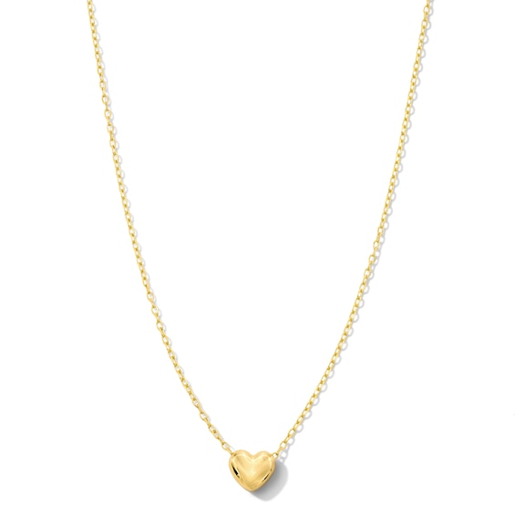 Puffed Heart Pendant in Sterling Silver with 18K Gold Plate