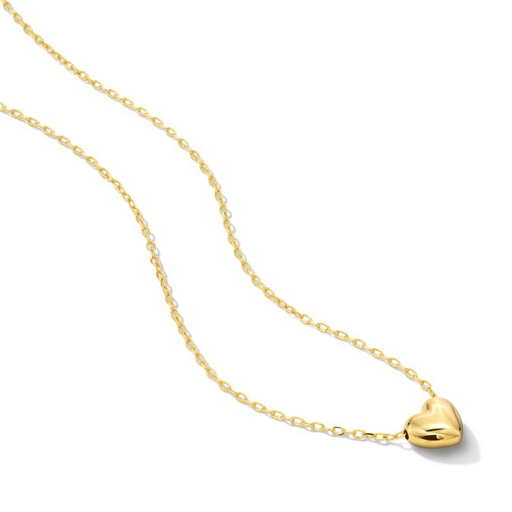 Puffed Heart Pendant in Sterling Silver with 18K Gold Plate