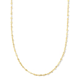 Flat Oval Mirror Chain Necklace in Solid Sterling Silver with 18K Gold Plate