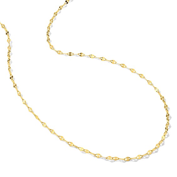 Flat Oval Mirror Chain Necklace in Solid Sterling Silver with 18K Gold Plate