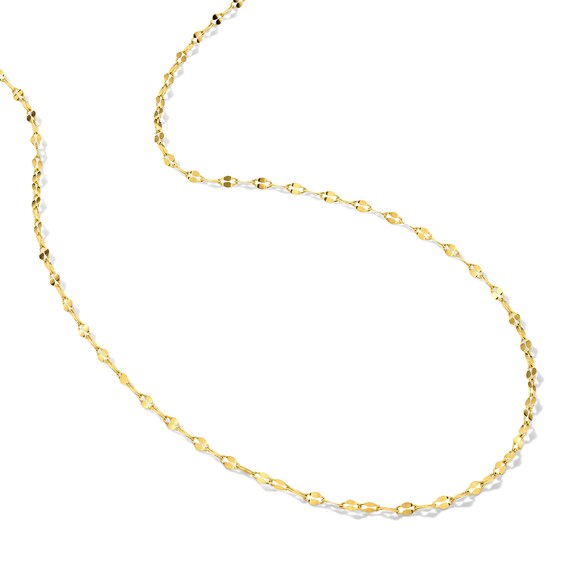 Flat Oval Mirror Chain Necklace in Solid Sterling Silver with 18K Gold Plate