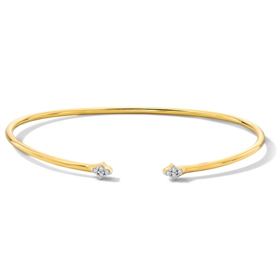 1/10 CT. T.w. Lab-Grown Diamond Cuff Bracelet in Hollow Sterling Silver with 18K Gold Plate (H/Si2) - 7.76″