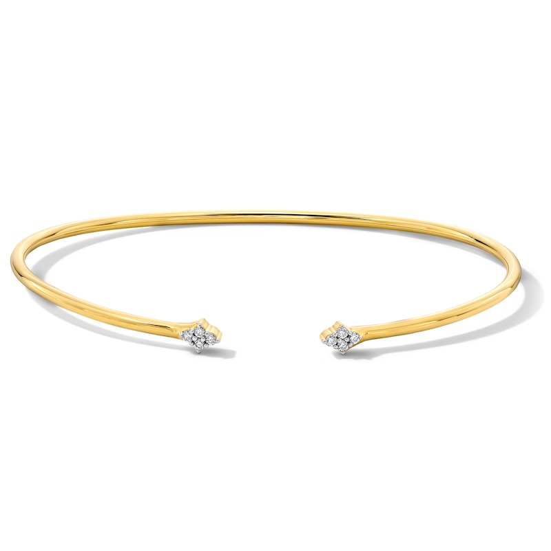 Main Image 1 of 1/10 CT. T.W. Lab-Grown Diamond Cuff Bracelet in Hollow Sterling Silver with 18K Gold Plate (H/SI2) - 7.76″