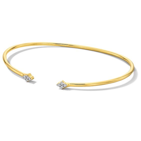 1/10 CT. T.w. Lab-Grown Diamond Cuff Bracelet in Hollow Sterling Silver with 18K Gold Plate (H/Si2) - 7.76″