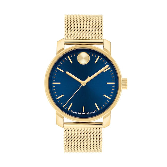 Men's Movado Bold® Access Analog Watch with Navy Blue Dial Mesh Bracelet (Model: 3601298)
