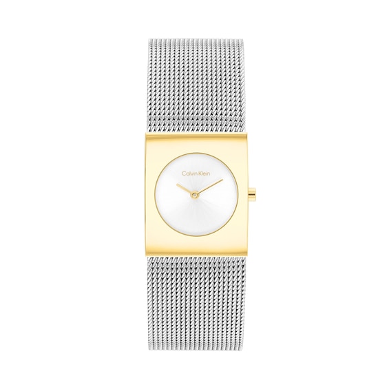 Ladies' Calvin Klein Pulse Analog Two-Tone Watch with Silver-Tone Dial and Mesh Bracelet (Model: 25100139)