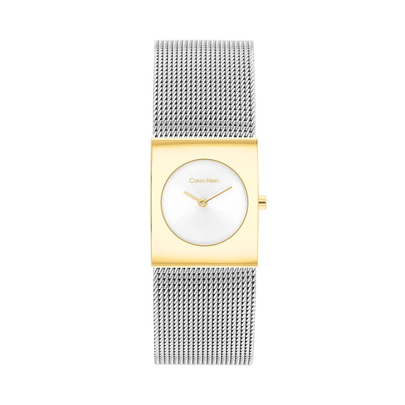 Main Image 1 of Ladies' Calvin Klein Pulse Analog Two-Tone Watch with Silver-Tone Dial and Mesh Bracelet (Model: 25100139)