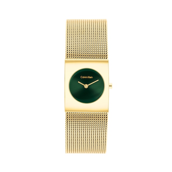 Ladies' Calvin Klein Pulse Watch with Green Dial and Gold-Tone Mesh Bracelet (Model: 25100136)