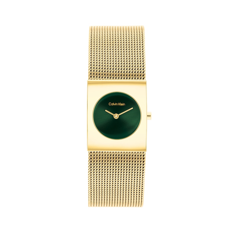 Main Image 1 of Ladies' Calvin Klein Pulse Watch with Green Dial and Gold-Tone Mesh Bracelet (Model: 25100136)