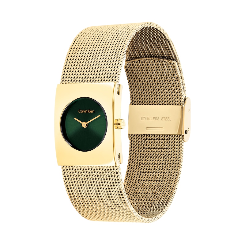 Main Image 2 of Ladies' Calvin Klein Pulse Watch with Green Dial and Gold-Tone Mesh Bracelet (Model: 25100136)