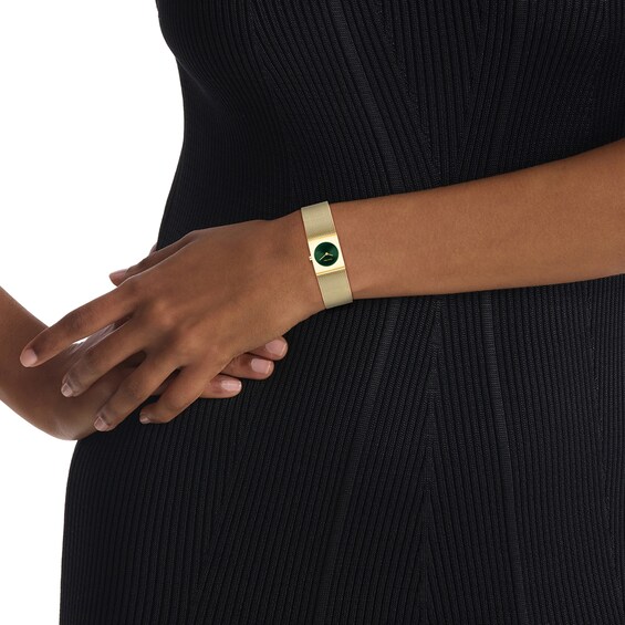 Ladies' Calvin Klein Pulse Watch with Green Dial and Gold-Tone Mesh Bracelet (Model: 25100136)