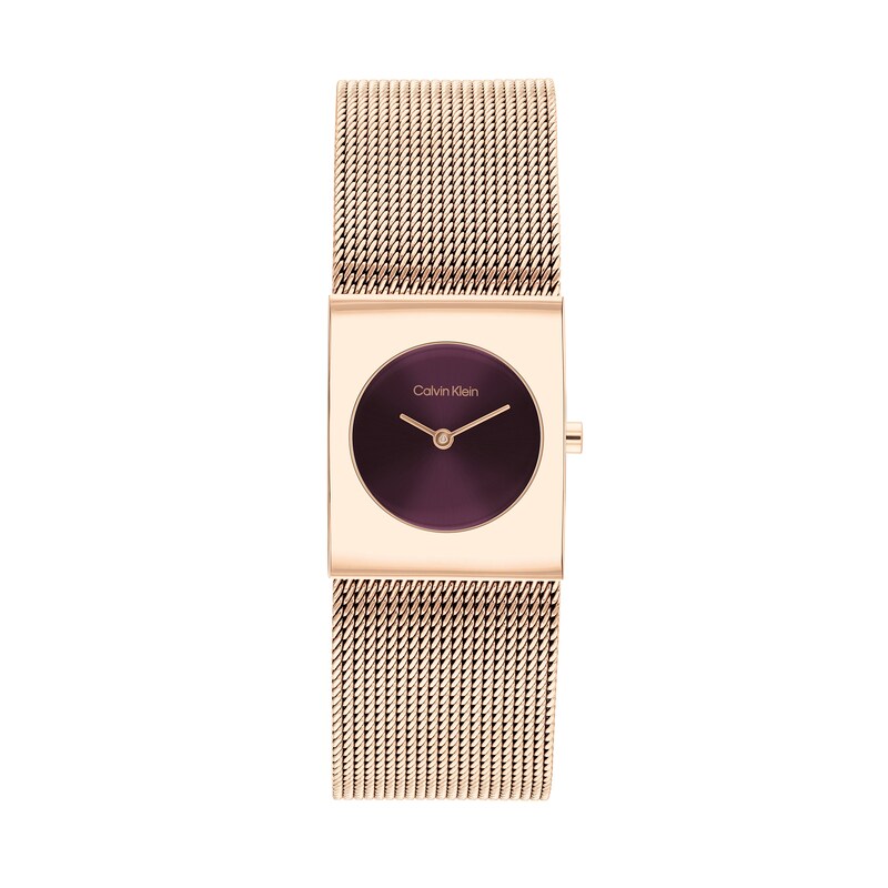 Main Image 1 of Ladies' Calvin Klein Pulse Watch with Dark Red Dial and Rose-Tone Mesh Bracelet (Model: 25100137)