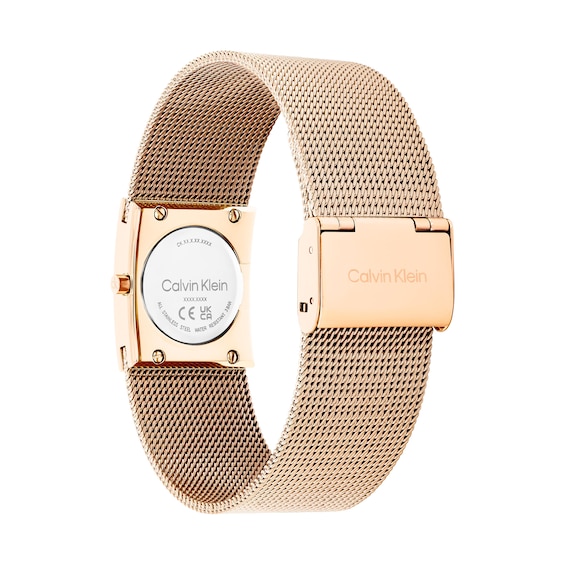 Ladies' Calvin Klein Pulse Watch with Dark Red Dial and Rose-Tone Mesh Bracelet (Model: 25100137)