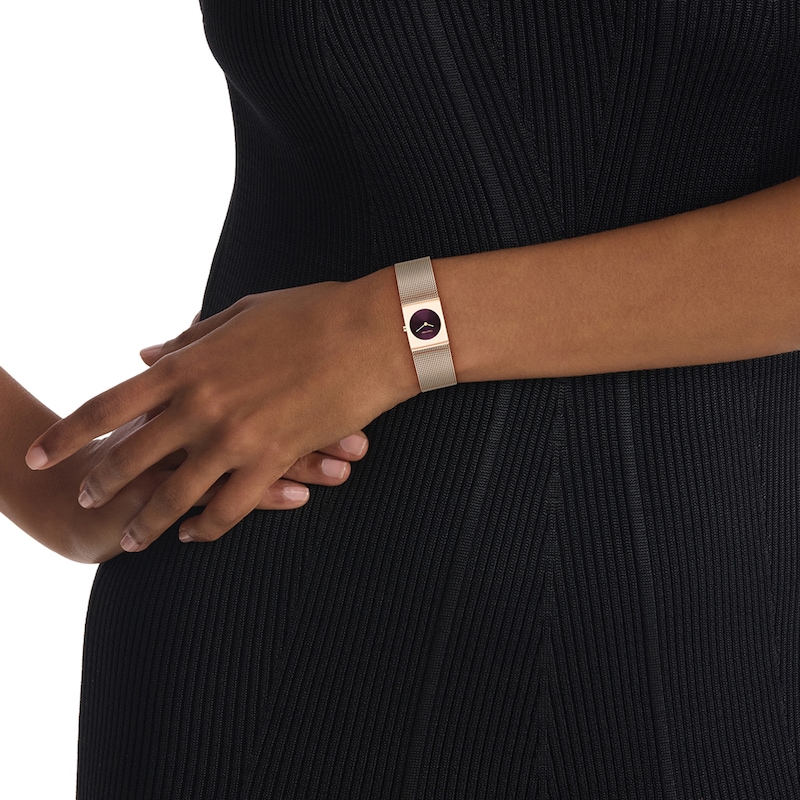 Main Image 4 of Ladies' Calvin Klein Pulse Watch with Dark Red Dial and Rose-Tone Mesh Bracelet (Model: 25100137)