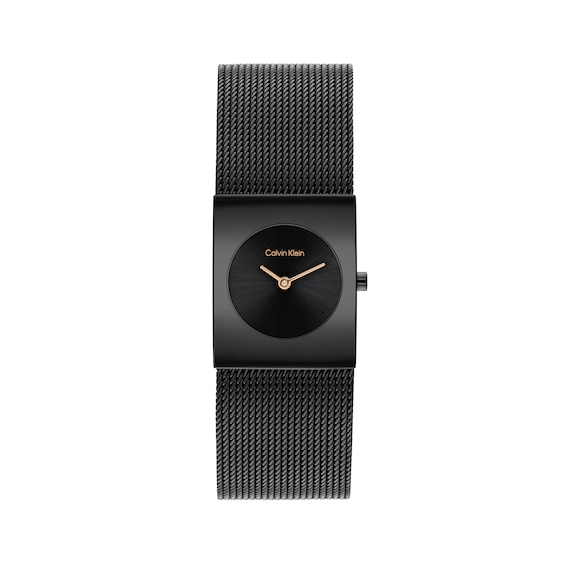 Ladies' Calvin Klein Pulse Watch with Black Dial and Black IP Mesh Bracelet (Model: 25100138)