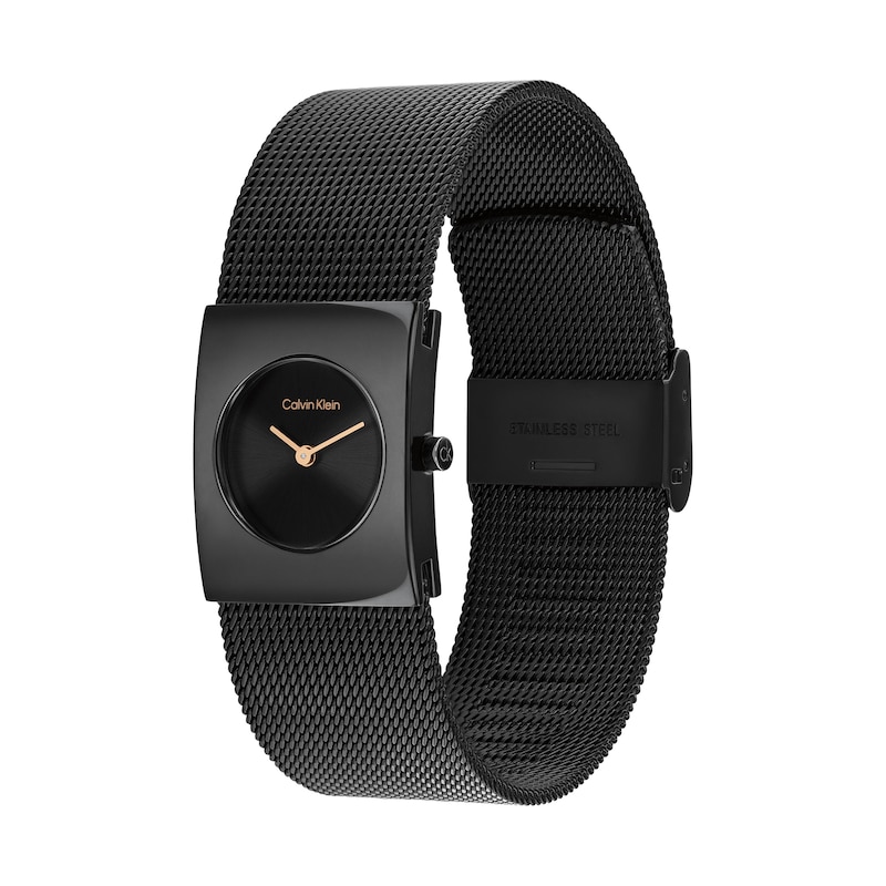 Main Image 2 of Ladies' Calvin Klein Pulse Watch with Black Dial and Black IP Mesh Bracelet (Model: 25100138)