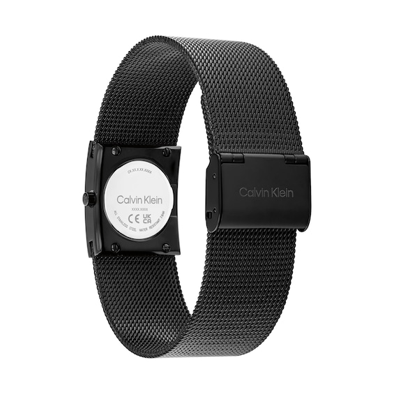 Ladies' Calvin Klein Pulse Watch with Black Dial and Black IP Mesh Bracelet (Model: 25100138)