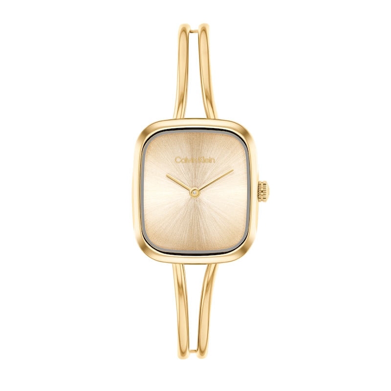 Main Image 1 of Ladies' Calvin Klein Adore Analog Bangle Watch with Gold-Tone Rectangular Dial and Smooth Bezel (Model: 25100132)