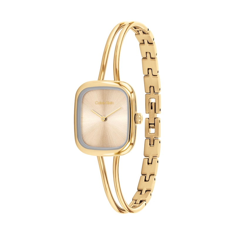 Main Image 2 of Ladies' Calvin Klein Adore Analog Bangle Watch with Gold-Tone Rectangular Dial and Smooth Bezel (Model: 25100132)