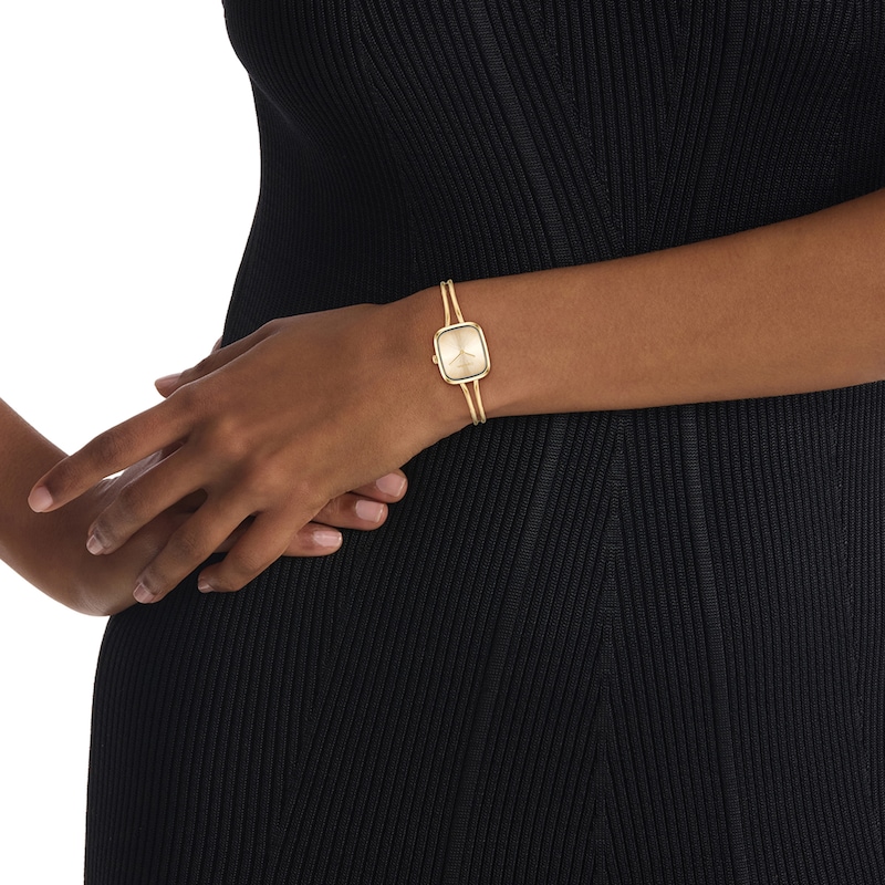 Main Image 4 of Ladies' Calvin Klein Adore Analog Bangle Watch with Gold-Tone Rectangular Dial and Smooth Bezel (Model: 25100132)