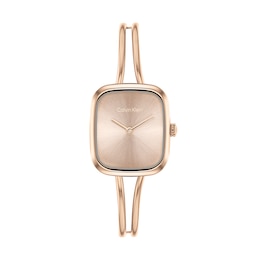 Ladies' Calvin Klein Adore Analog Bangle Watch with Rose-Tone Rectangular Dial (Model: 25100133)