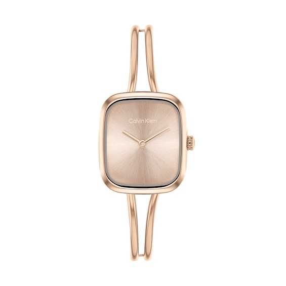 Ladies' Calvin Klein Adore Analog Bangle Watch with Rose-Tone Rectangular Dial (Model: 25100133)