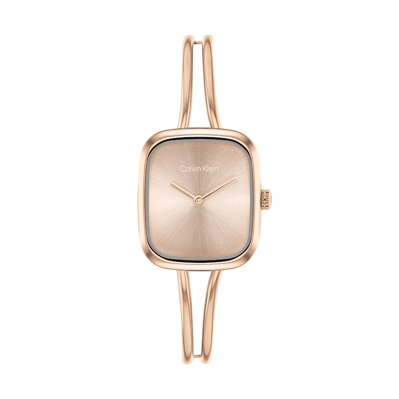 Main Image 1 of Ladies' Calvin Klein Adore Analog Bangle Watch with Rose-Tone Rectangular Dial (Model: 25100133)