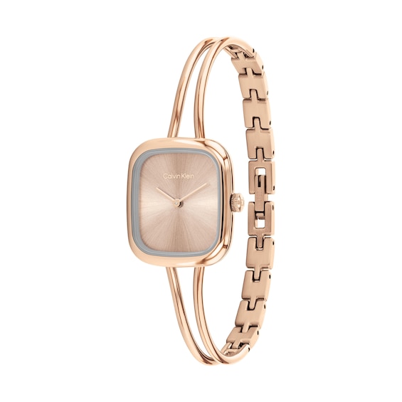Ladies' Calvin Klein Adore Analog Bangle Watch with Rose-Tone Rectangular Dial (Model: 25100133)